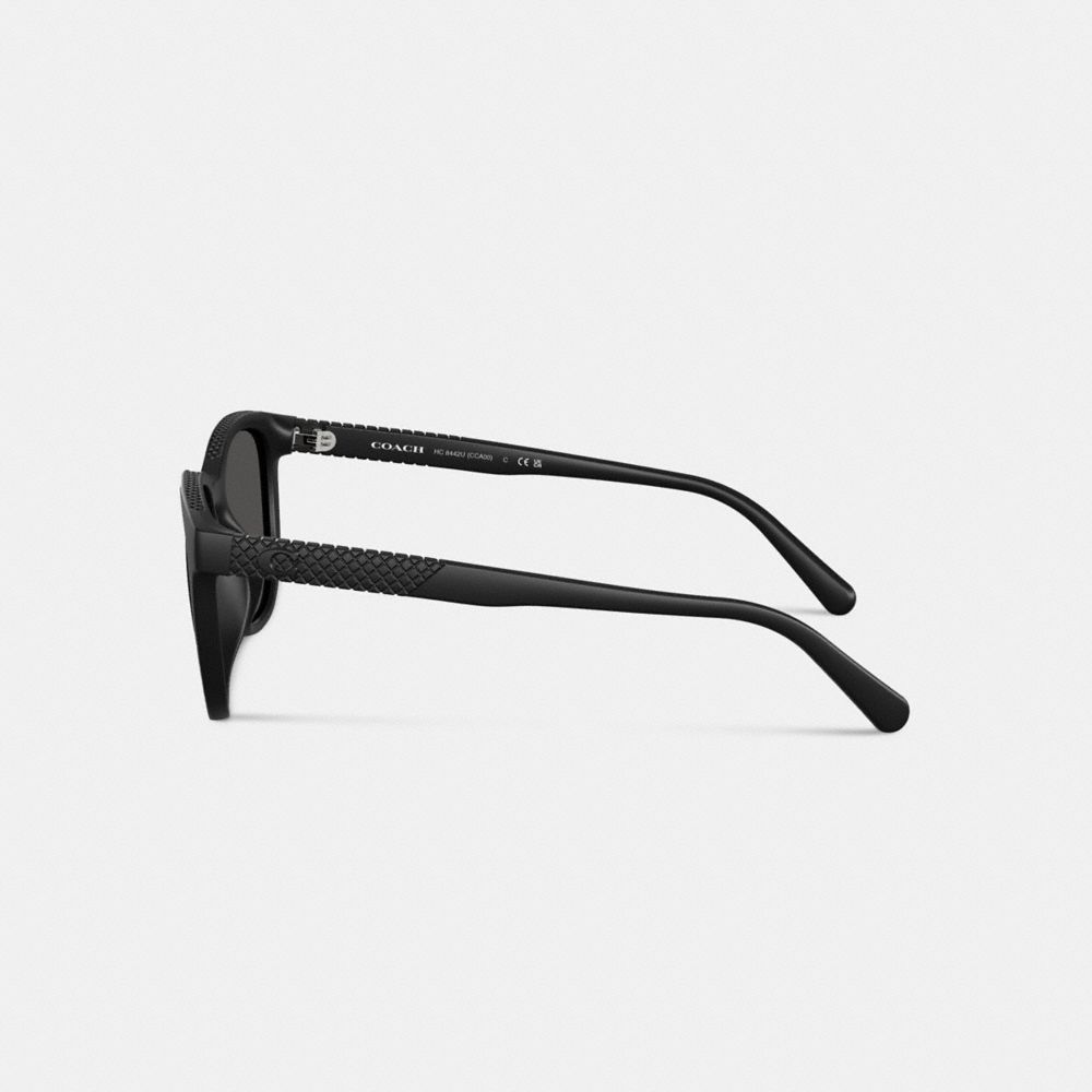 COACH®,Textured Square Sunglasses,Black,Alternate View