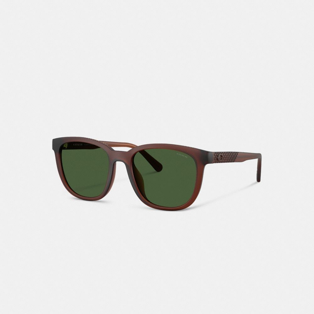 COACH®,Textured Square Sunglasses,Green,Front View