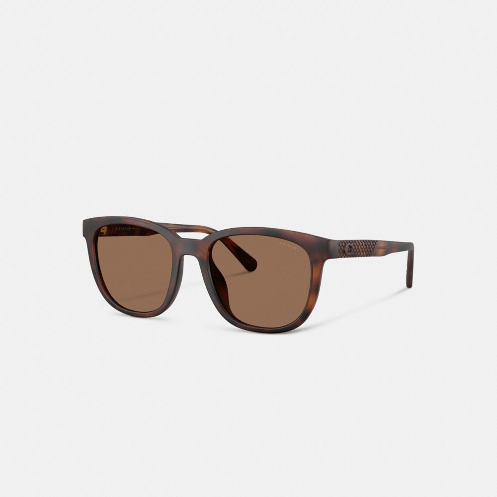 COACH®,Textured Square Sunglasses,Brown,Front View