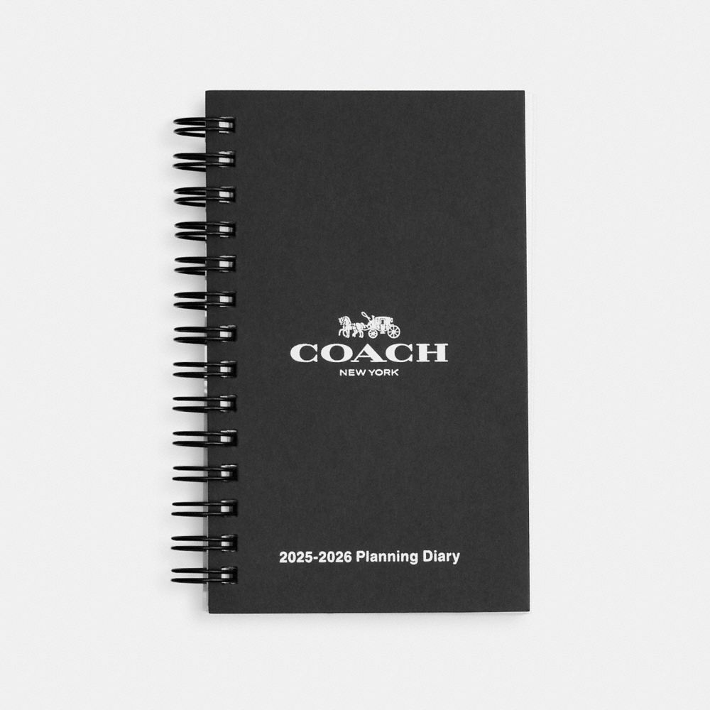 COACH®,2025   2026 3 X5 Spiral Diary Book,Notebook,Planner,Paper,Logo,Black,Front View