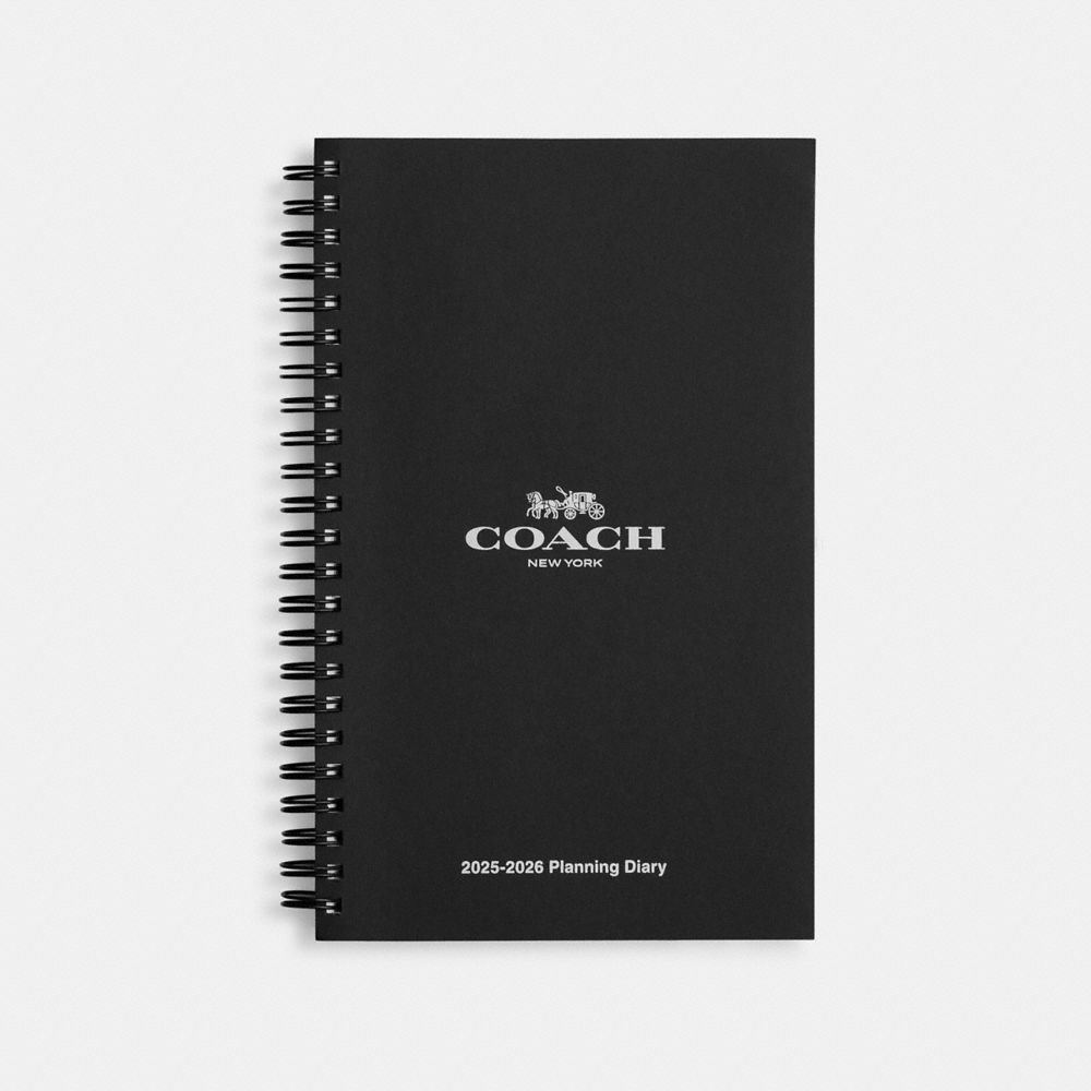 COACH®,2025   2026 6 X8 Spiral Diary Book,Planner,Notebook,Paper,Logo,Black,Front View