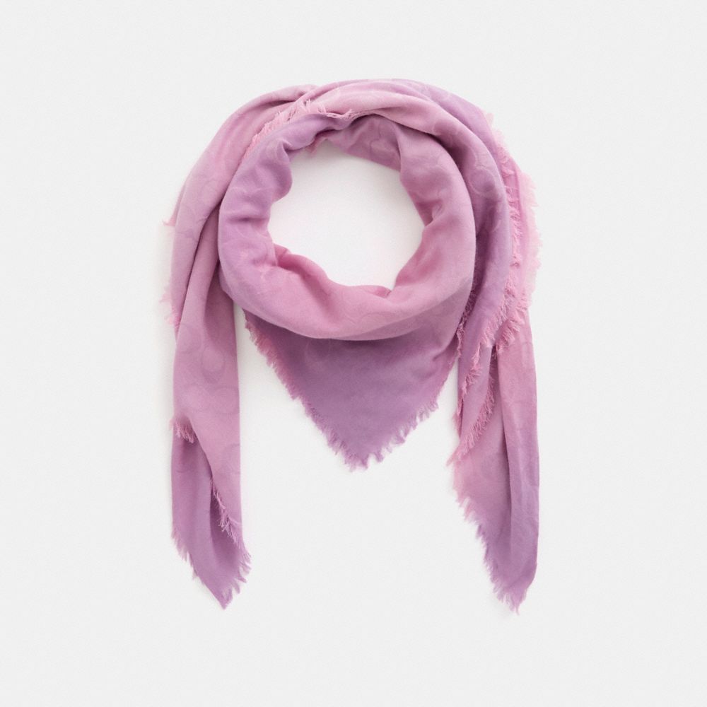 COACH®,Restored Signature Ombre Oversized Square Scarf,Cotton,Modal,Square,Frayed,Casual,Pink,Front View