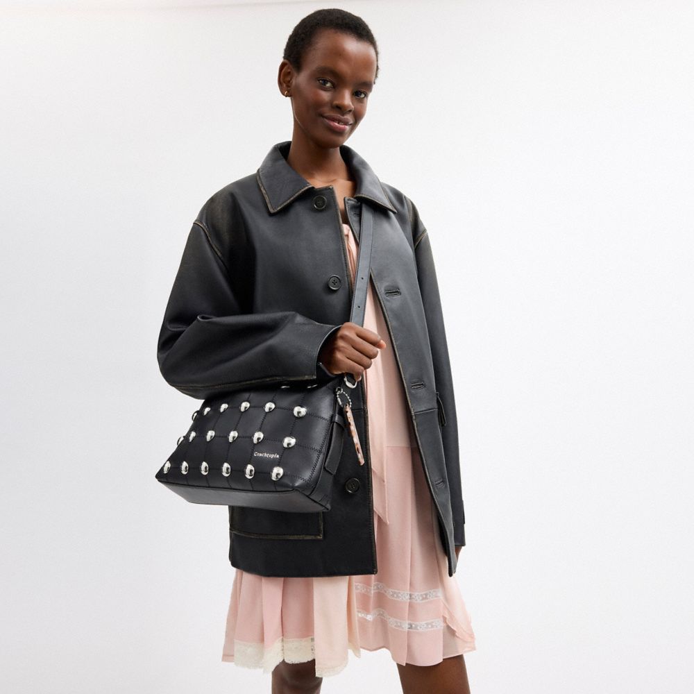 COACH®,Alter/Ego Slouchy Shoulder Bag In Upcrafted Leather With Rivets,,Detail View