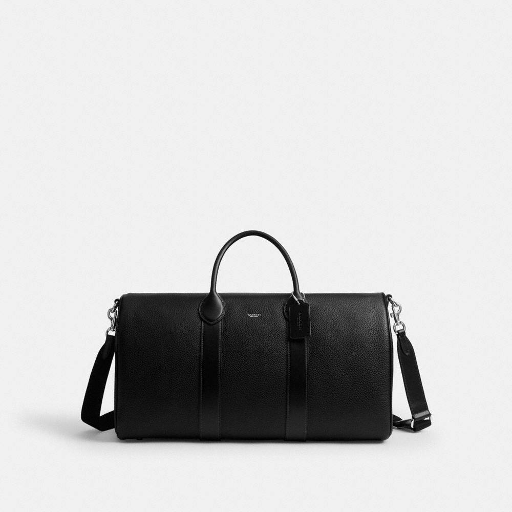 COACH®,Compass Bag 50,Leather,Weekender,Silver Metal,Black,Front View