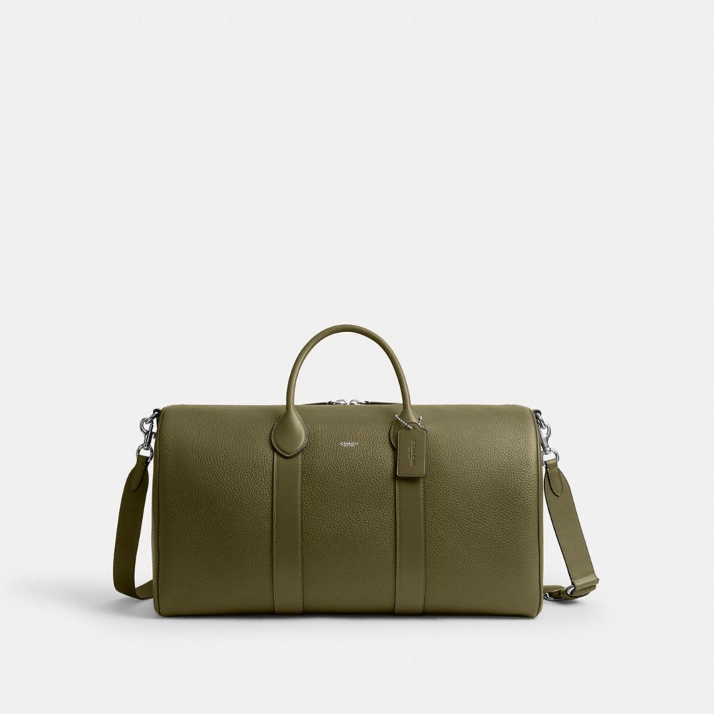 COACH®,Compass Bag 50,Leather,Weekender,Silver Metal,Olive,Front View