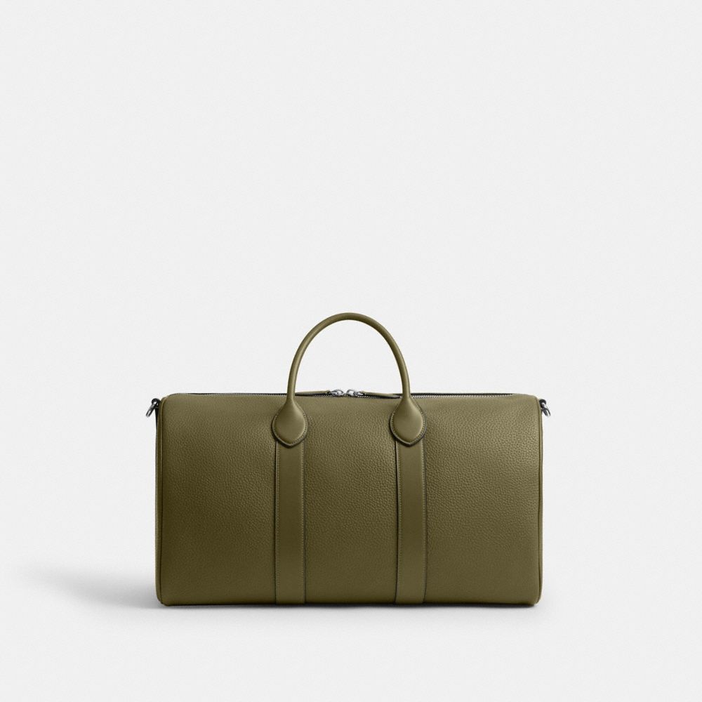 COACH®,Compass Bag 50,Leather,Weekender,Silver Metal,Olive,Back View