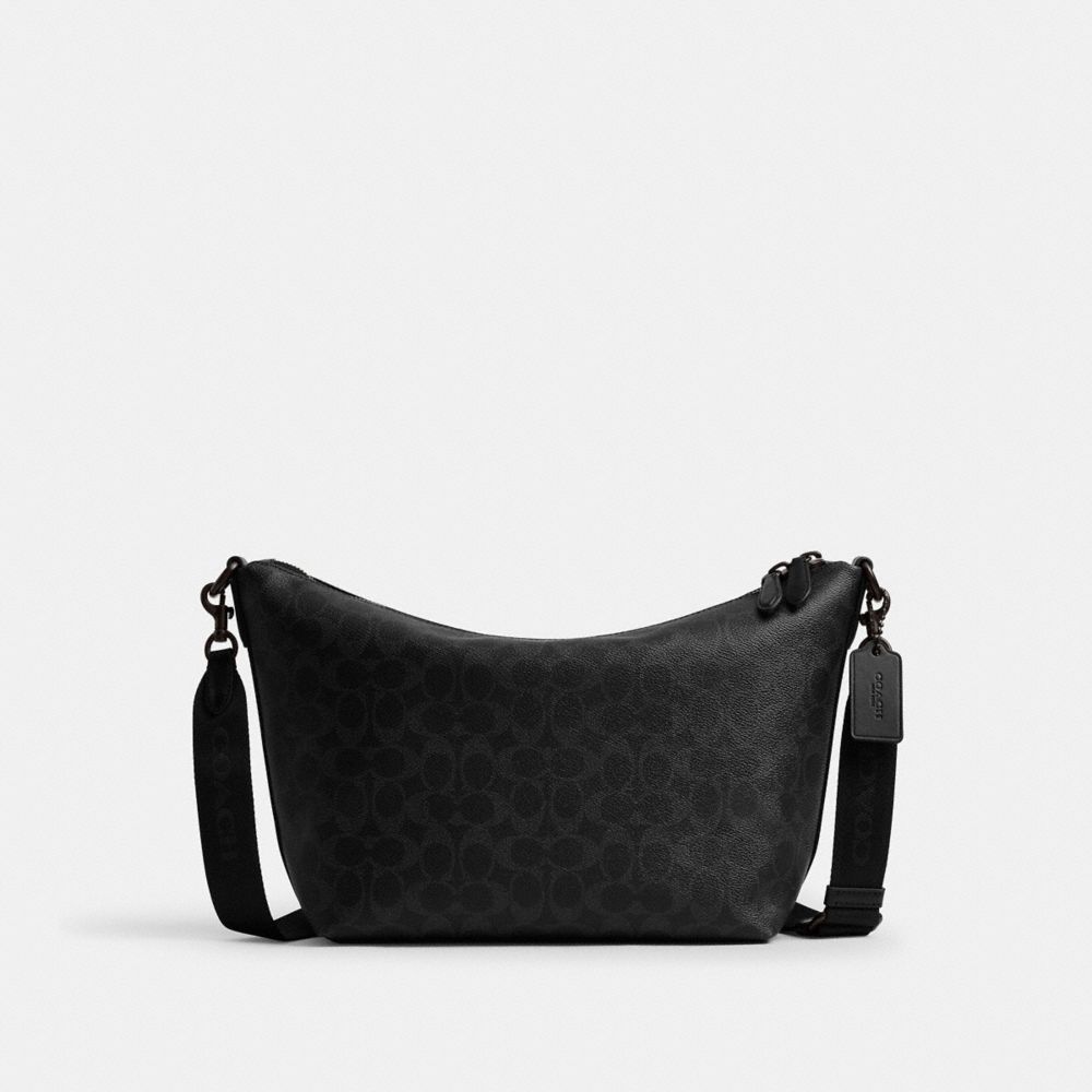 COACH®,Top Zip Messenger Bag In Signature Canvas,Black,Front View