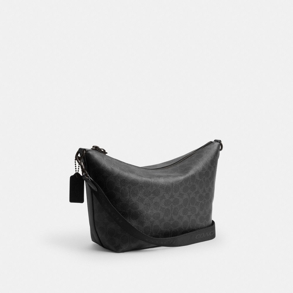 COACH®,Top Zip Messenger Bag In Signature Canvas,Black,Angle View