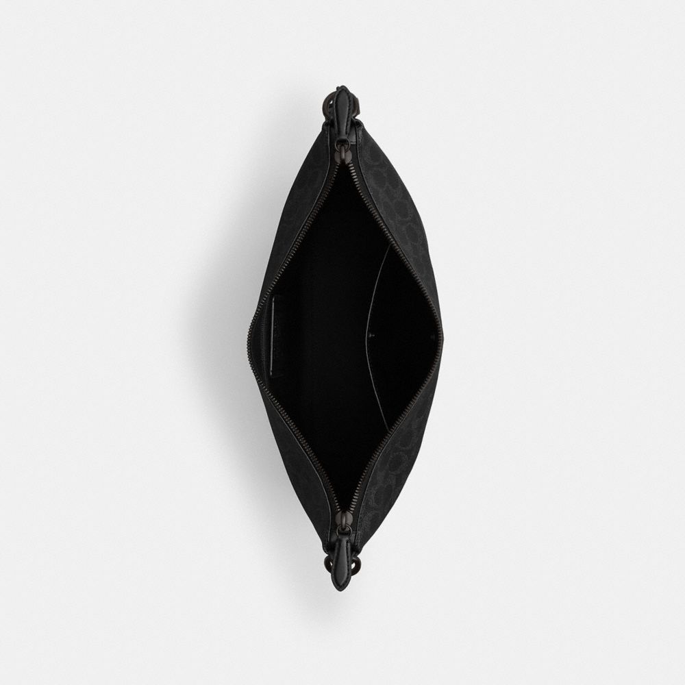 COACH®,Top Zip Messenger Bag In Signature Canvas,Black,Inside View,Top View