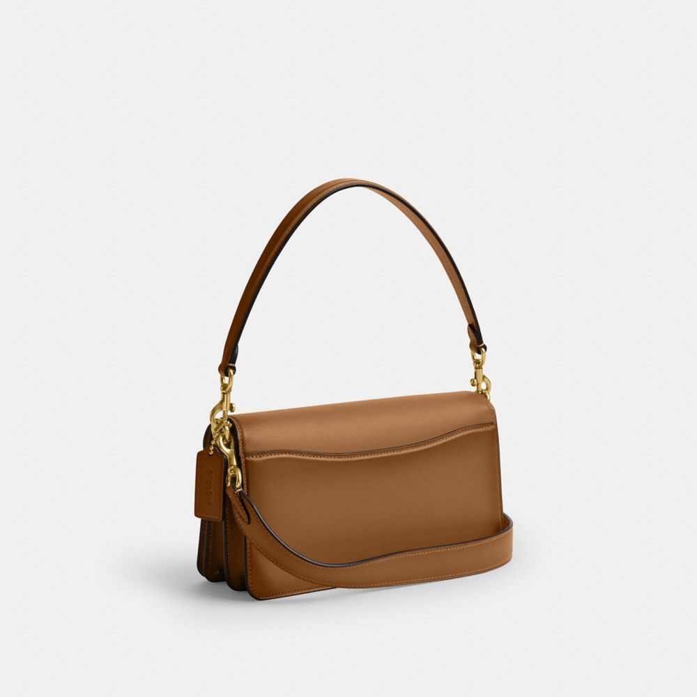 COACH®,Tabby Shoulder Bag 26,Leather,Shoulder Bag,Logo,Metal,Lined,Gold Metal,Day Party,Brown,Angle View