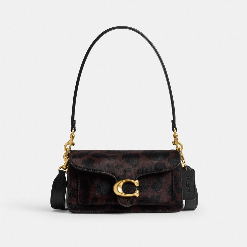 COACH®,Tabby Shoulder Bag 20 In Haircalf With Leopard Print,Calf Hair,Calfskin Leather,Lining Leather,Leather,Shoulder Bag...,Black,Front View