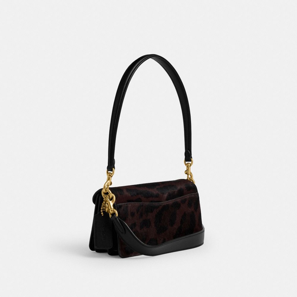 COACH®,Tabby Shoulder Bag 20 In Haircalf With Leopard Print,Calf Hair,Calfskin Leather,Lining Leather,Leather,Shoulder Bag...,Black,Angle View