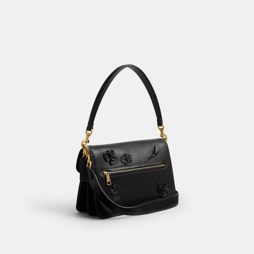 COACH®,Chain Tabby Shoulder Bag With Floral Embellishment,,Angle View