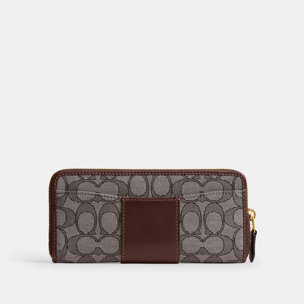 COACH®,Essential Slim Accordion Zip Wallet In Signature Jacquard,Polyester,Recycled Cotton,Calfskin Leather,Recycled Polye...,Multi Color,Back View