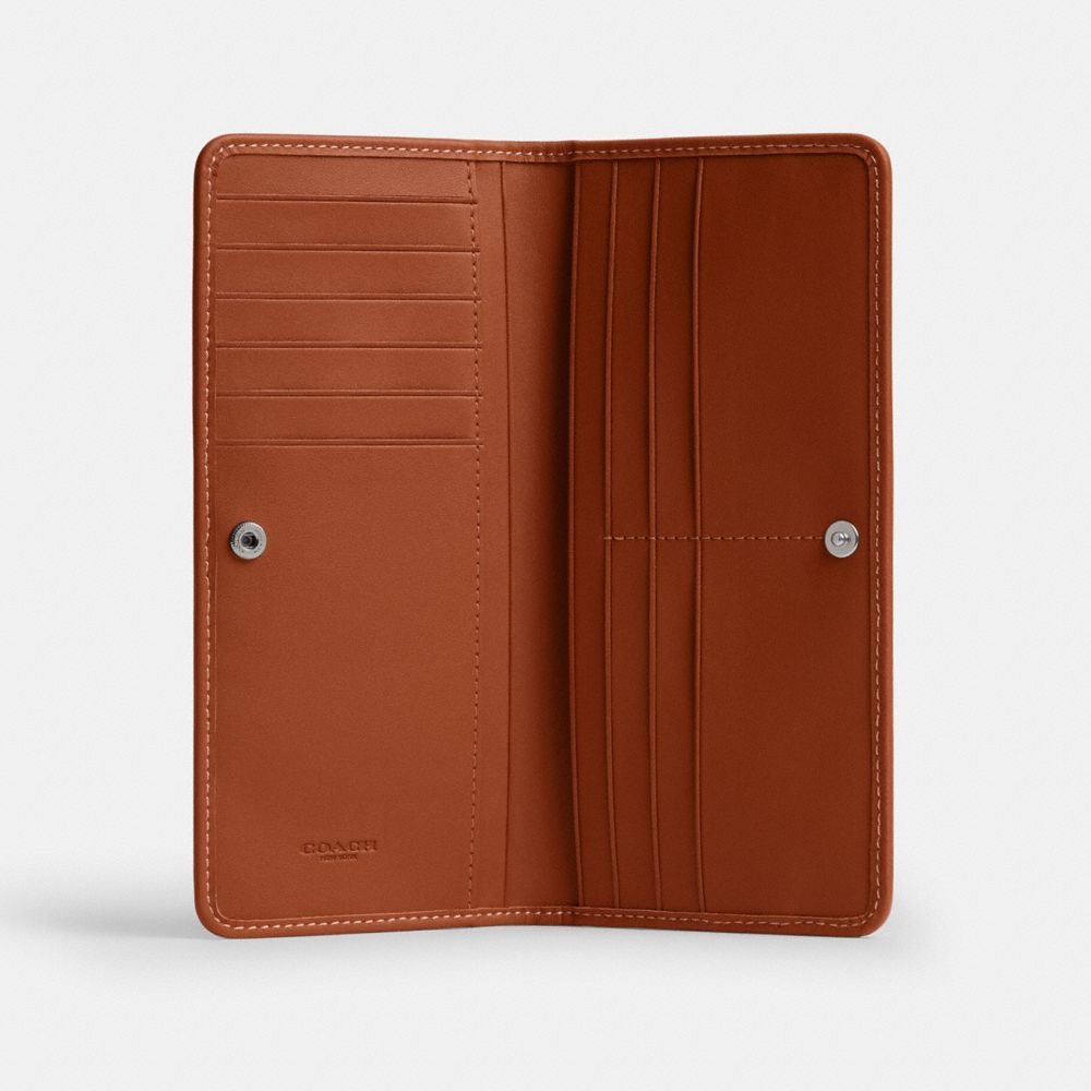 COACH®,Essential Slim Wallet In Crystal Signature Jacquard,Cotton,Recycled Cotton,Recycled Polyester,Leather,Polyester,Bi ...,Multi Color,Inside View,Top View