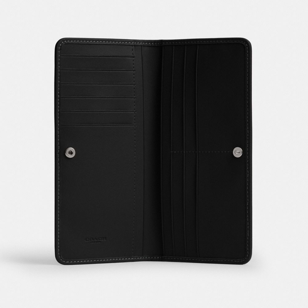 COACH®,Essential Slim Wallet In Crystal Signature Jacquard,Cotton,Recycled Cotton,Recycled Polyester,Leather,Polyester,Bi ...,Gray,Inside View,Top View