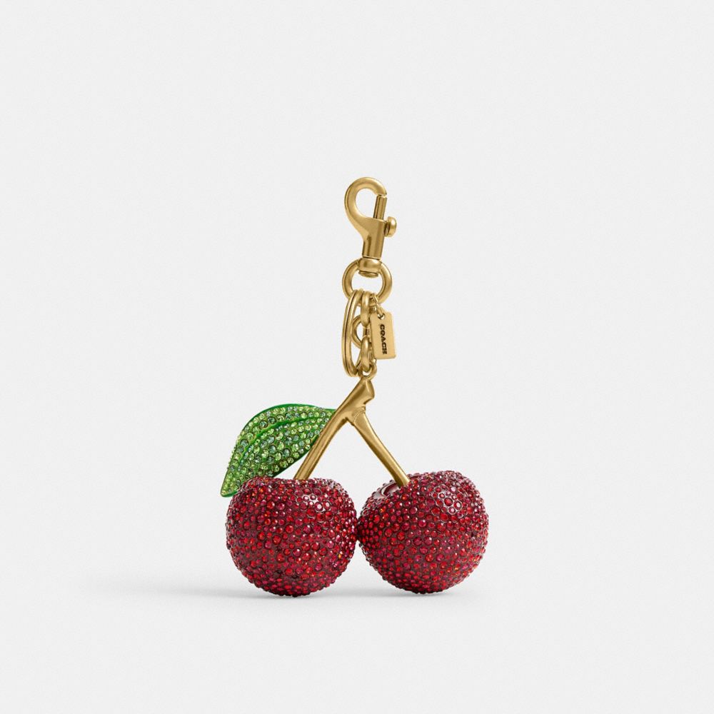 COACH®,Large Crystal Cherry Bag Charm,Bag Charm,Resin,Crystal,Metal Material,Embellished,Gem Embellishment,Pendant,Rhinest...,Red,Front View
