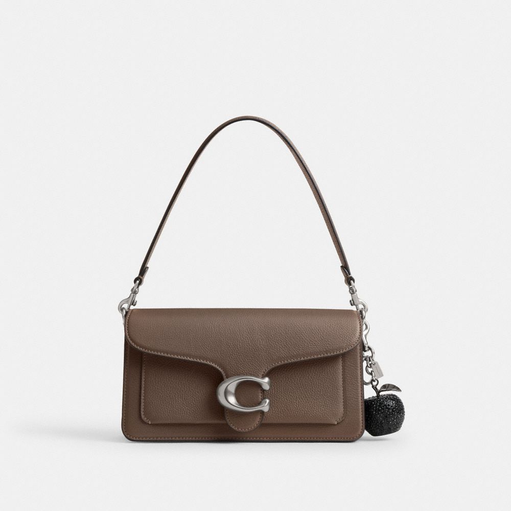 COACH®,Crystal Apple Bag Charm,Bag Charm,Resin,Metal Material,Beaded,Crystal,Plastic,Metal,Logo,Embellished,Rhinestones,Gl...,Black,Angle View