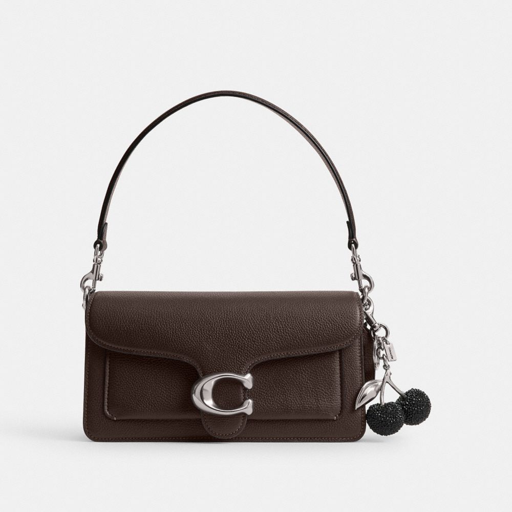 COACH®,Crystal Cherry Bag Charm,Bag Charm,Resin,Crystal,Metal Material,Rhinestones,Key Ring,Brass,Gold Metal,Black,Angle View