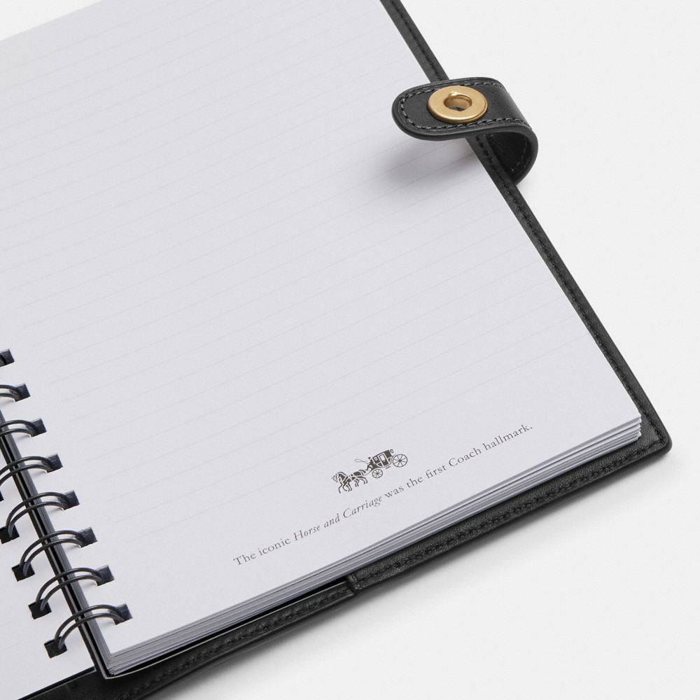 COACH®,Notebook,Leather,Notebook,Stitching,Brass,Black,Interior View