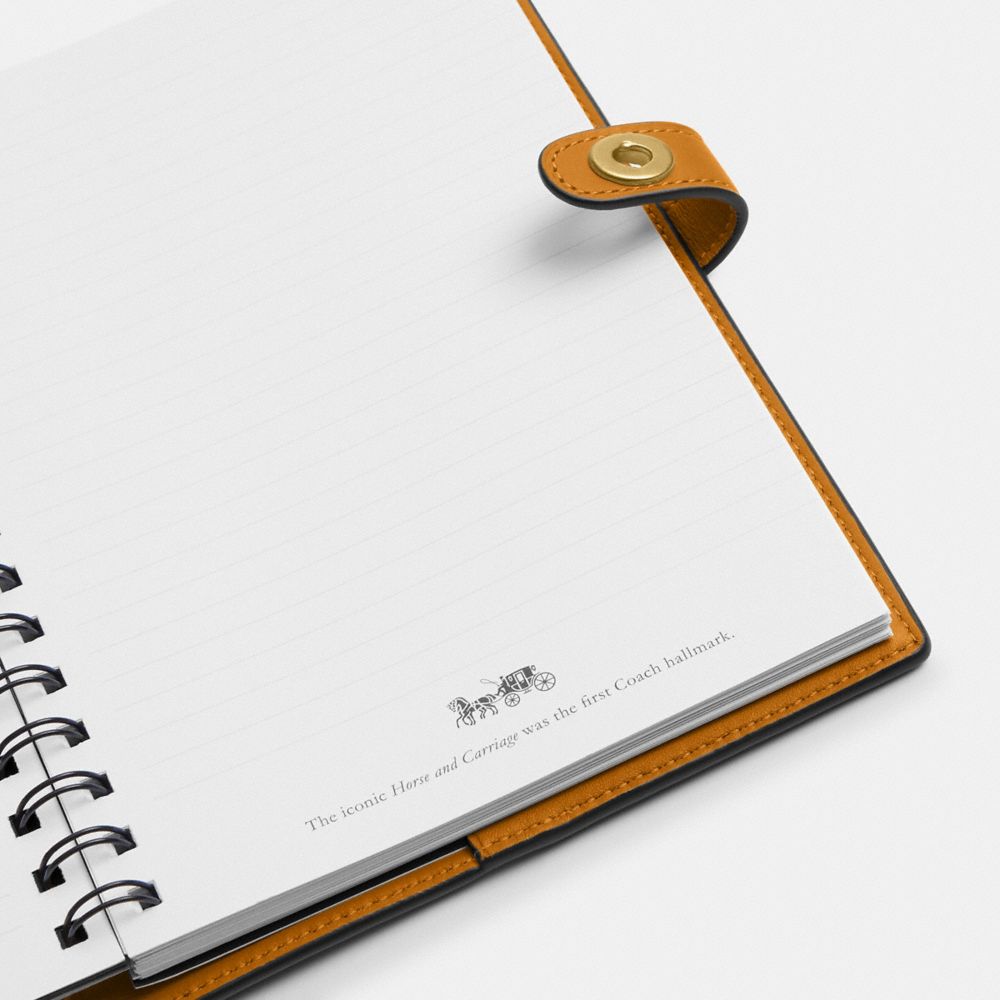 COACH®,Notebook,Leather,Notebook,Stitching,Brass,Brown,Interior View