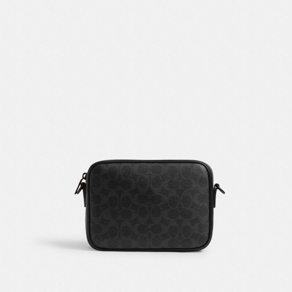 COACH®,Knox Camera Bag In Signature Canvas,Black,Back View