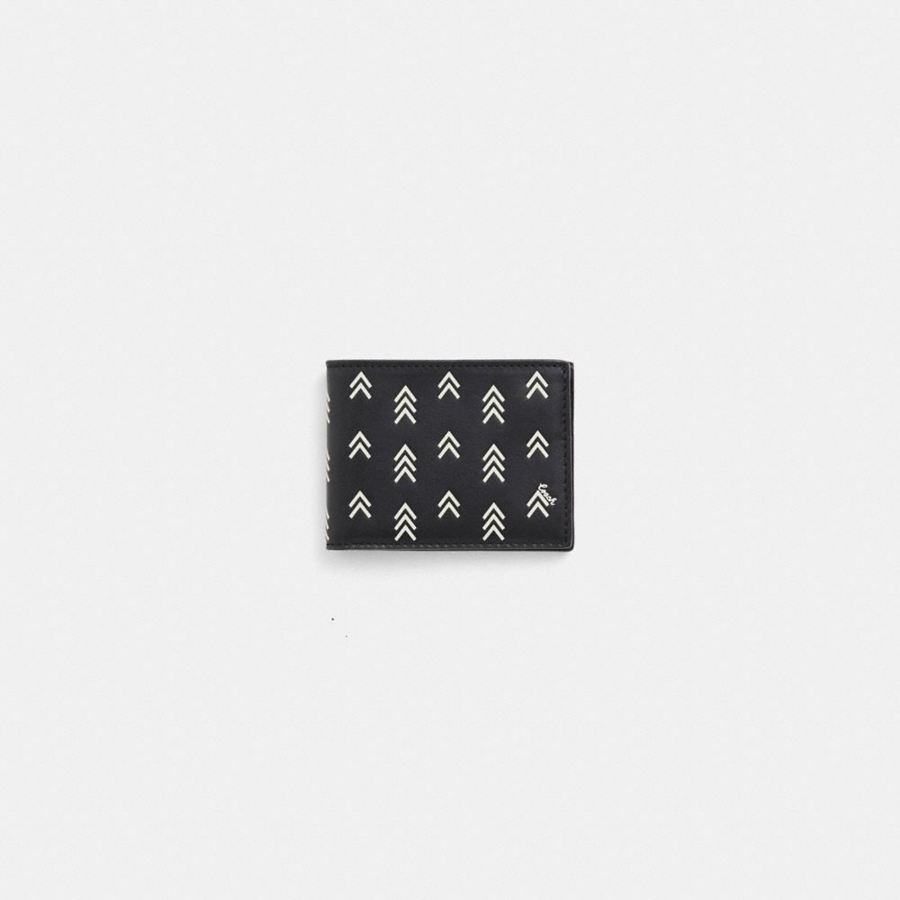 COACH®,Restored Slim Billfold Wallet With Line Arrow Print,,Front View