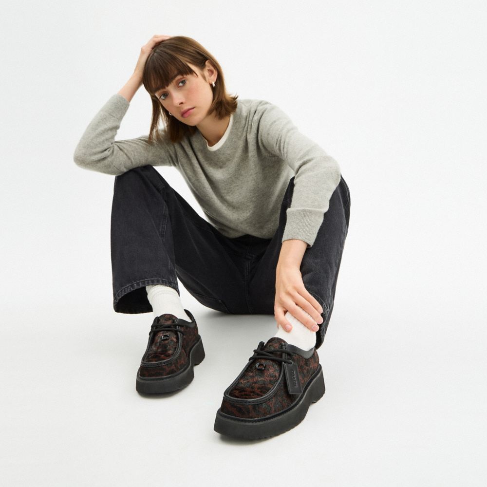 COACH®,Sculpted C Chukka Boot With Leopard Print,Faux Leather,Leather,EVA,Calf Hair,Lining Leather,Loafer,Fabric,Metal,Emb...,Multi Color,Detail View