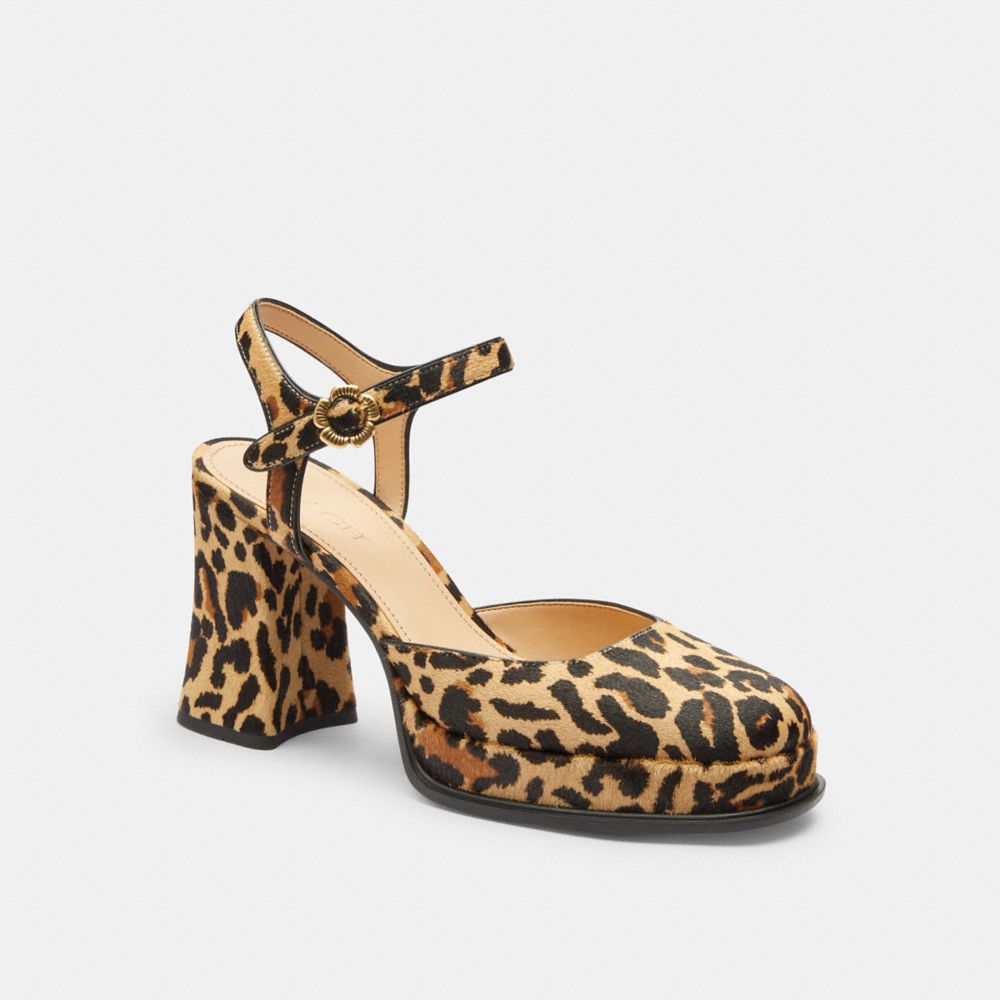 COACH®,Tea Rose Pump With Leopard Print,Multi Color,Front View