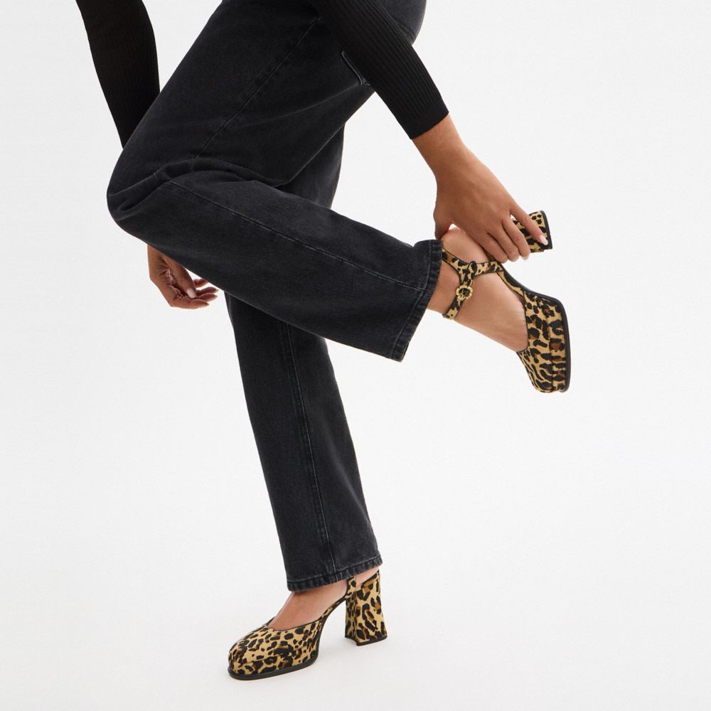 COACH®,Tea Rose Pump With Leopard Print,Multi Color,Detail View