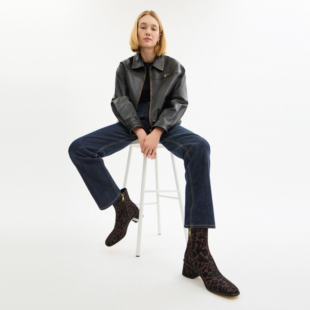 COACH®,Gigi Bootie With Leopard Print,Multi Color,Detail View