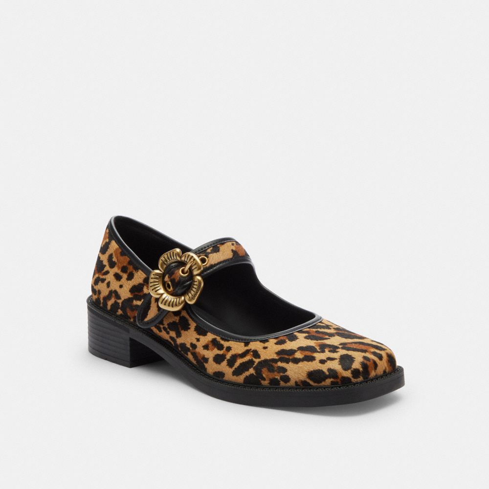 COACH®,Tea Rose Mary Jane With Leopard Print,Multi Color,Front View