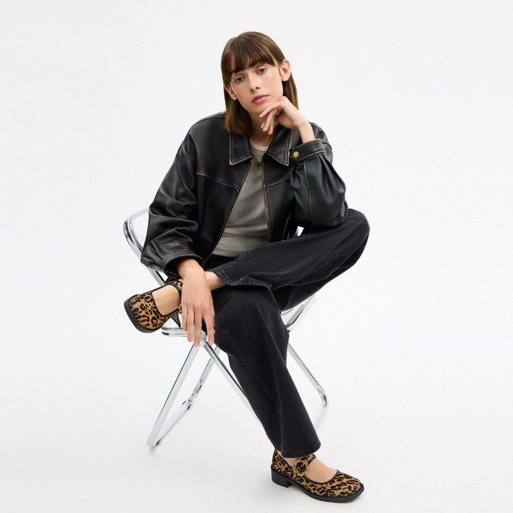 COACH®,Tea Rose Mary Jane With Leopard Print,Multi Color,Detail View