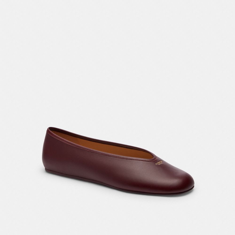 COACH®,Houston Ballet Flat,Lining Leather,Leather,Vegan Leather,Rubber,Faux Leather,Ballet Flats,Flexible,Flexible Insole,...,Maroon,Front View