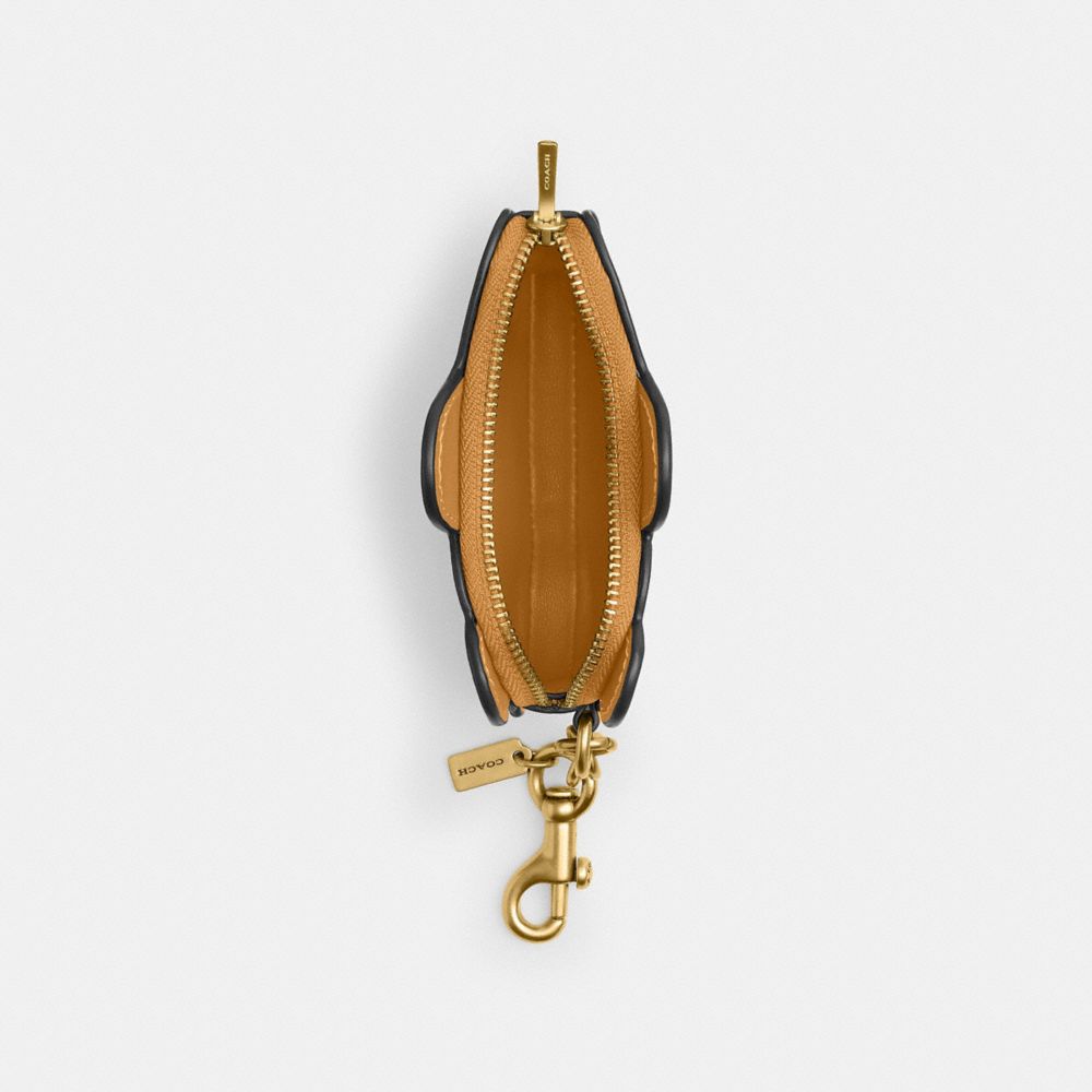 COACH®,Bear Coin Purse,Leather,Coin,3D Embellishment,Casual,Beige,Inside View,Top View