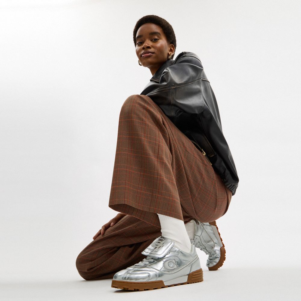 COACH®,Match Sneaker,Rubber,Leather,Casual,Low Top,Fabric,Logo,Mixed Media,Pull Tab,Day Party,Metallic,Detail View