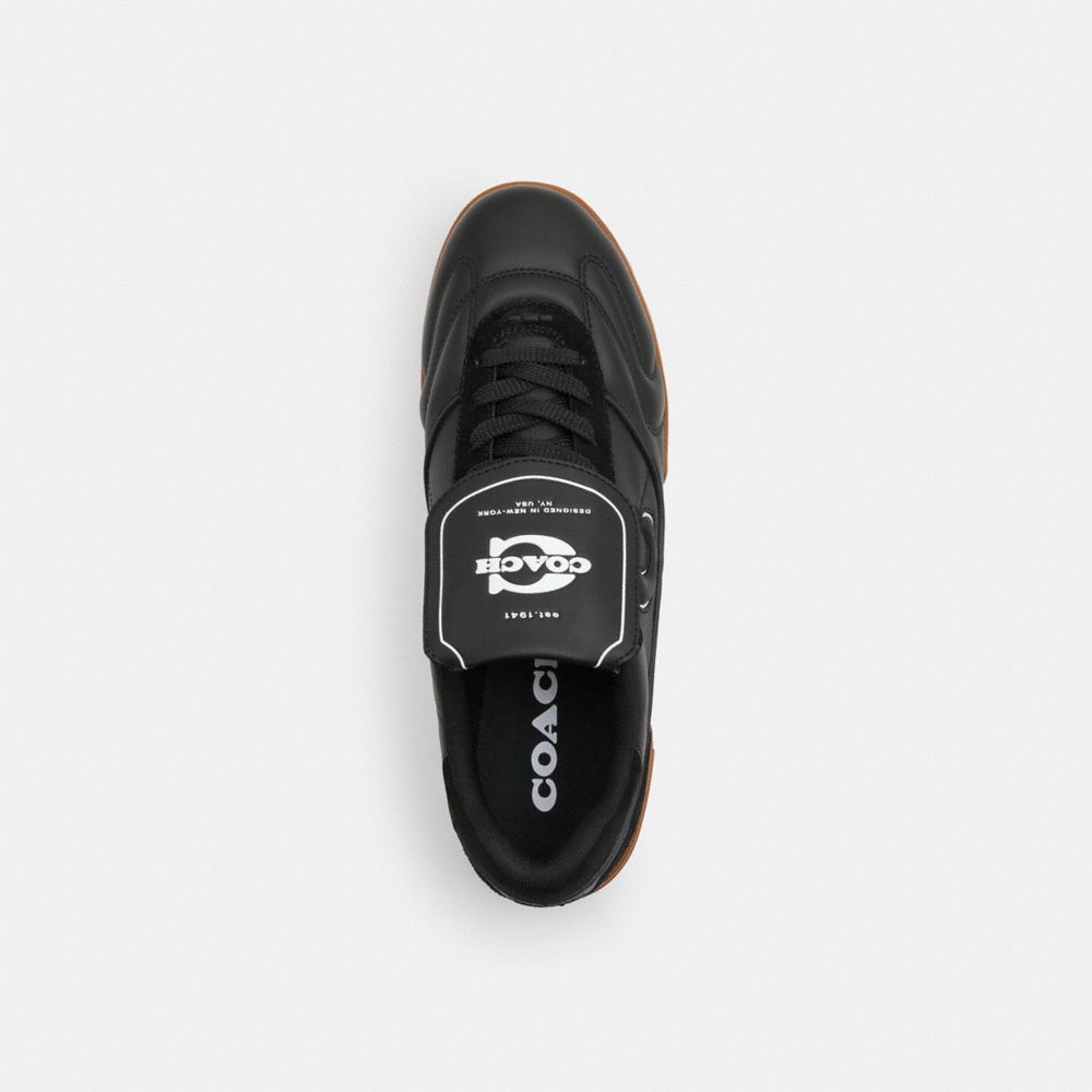 COACH®,Match Sneaker,Rubber,Leather,Suede,Casual,Low Top,Fabric,Logo,Mixed Media,Quilted,Stitching,Casual,Black,Inside View,Top View