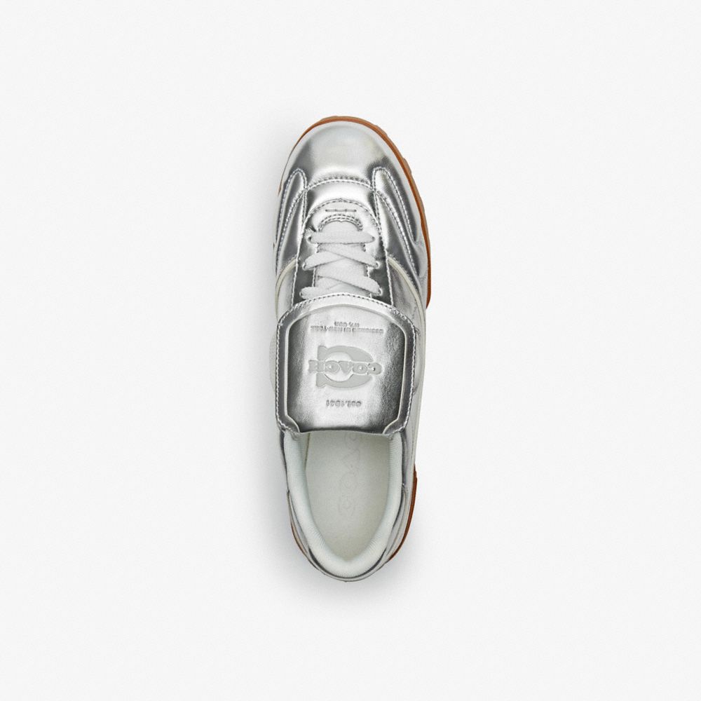 COACH®,Match Sneaker,Rubber,Leather,Casual,Low Top,Fabric,Logo,Quilted,Stitching,Party,Metallic,Inside View,Top View