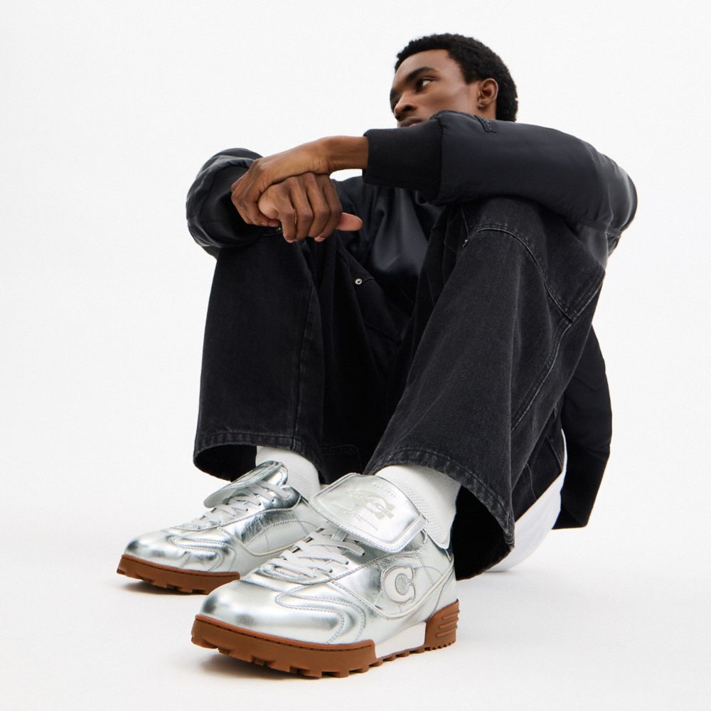 COACH®,Match Sneaker,Rubber,Leather,Casual,Low Top,Fabric,Logo,Quilted,Stitching,Party,Metallic,Detail View