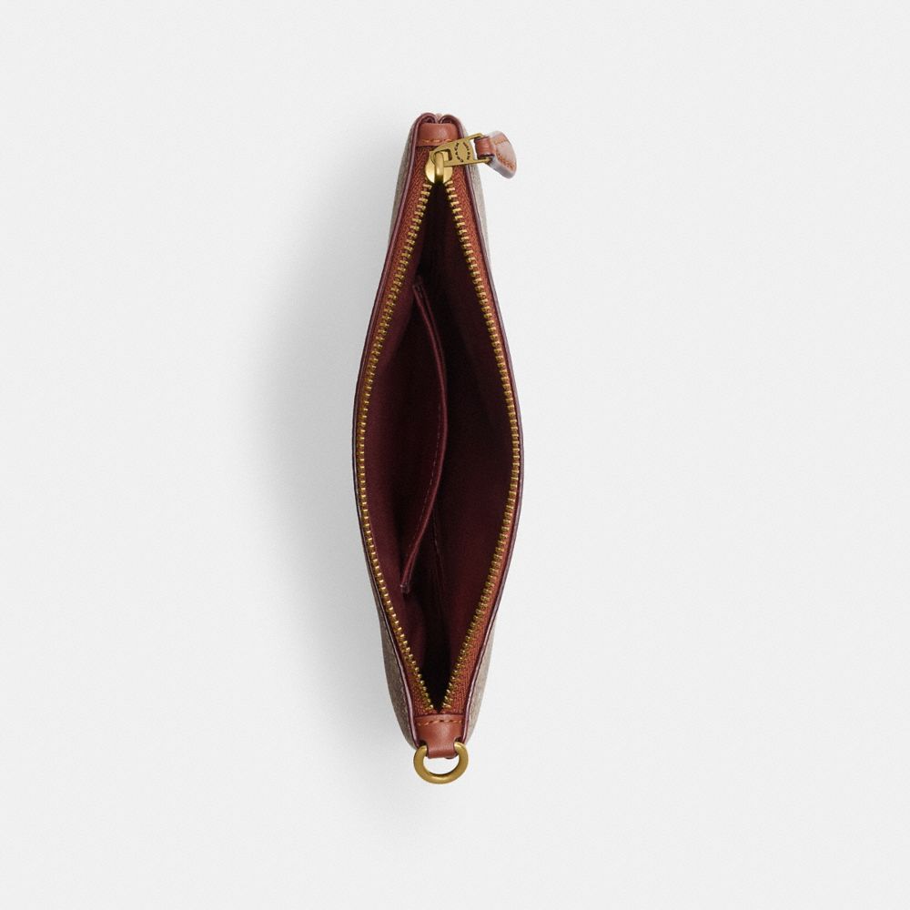 COACH®,Essential Small Wristlet In Signature Canvas With Holiday Gifts,Brown,Inside View,Top View