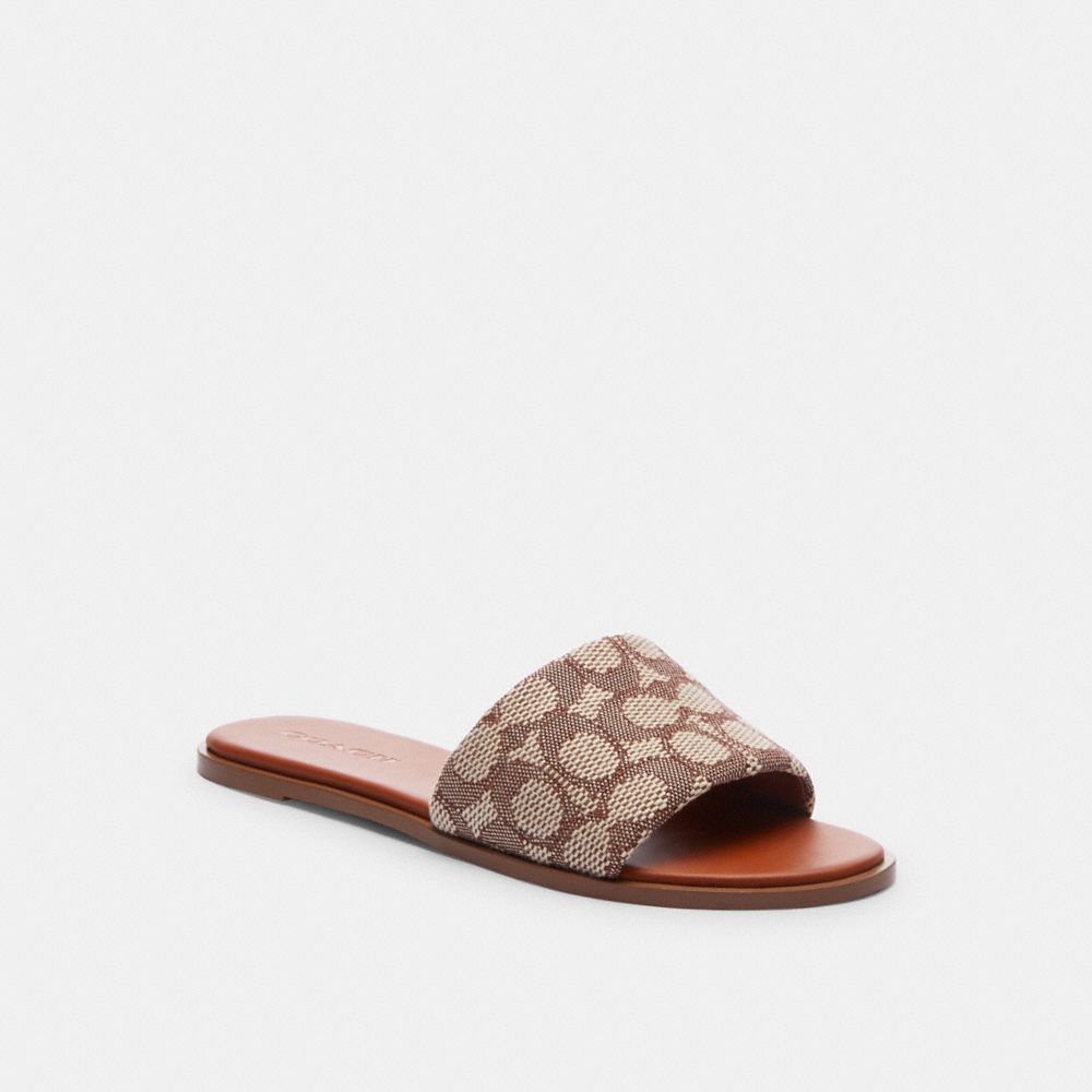 COACH®,Holly Sandal In Signature Textile Jacquard,Cotton,Polyester,Recycled Polyester,Cotton Blend,Vegan Leather,Recycled ...,Multi Color,Front View