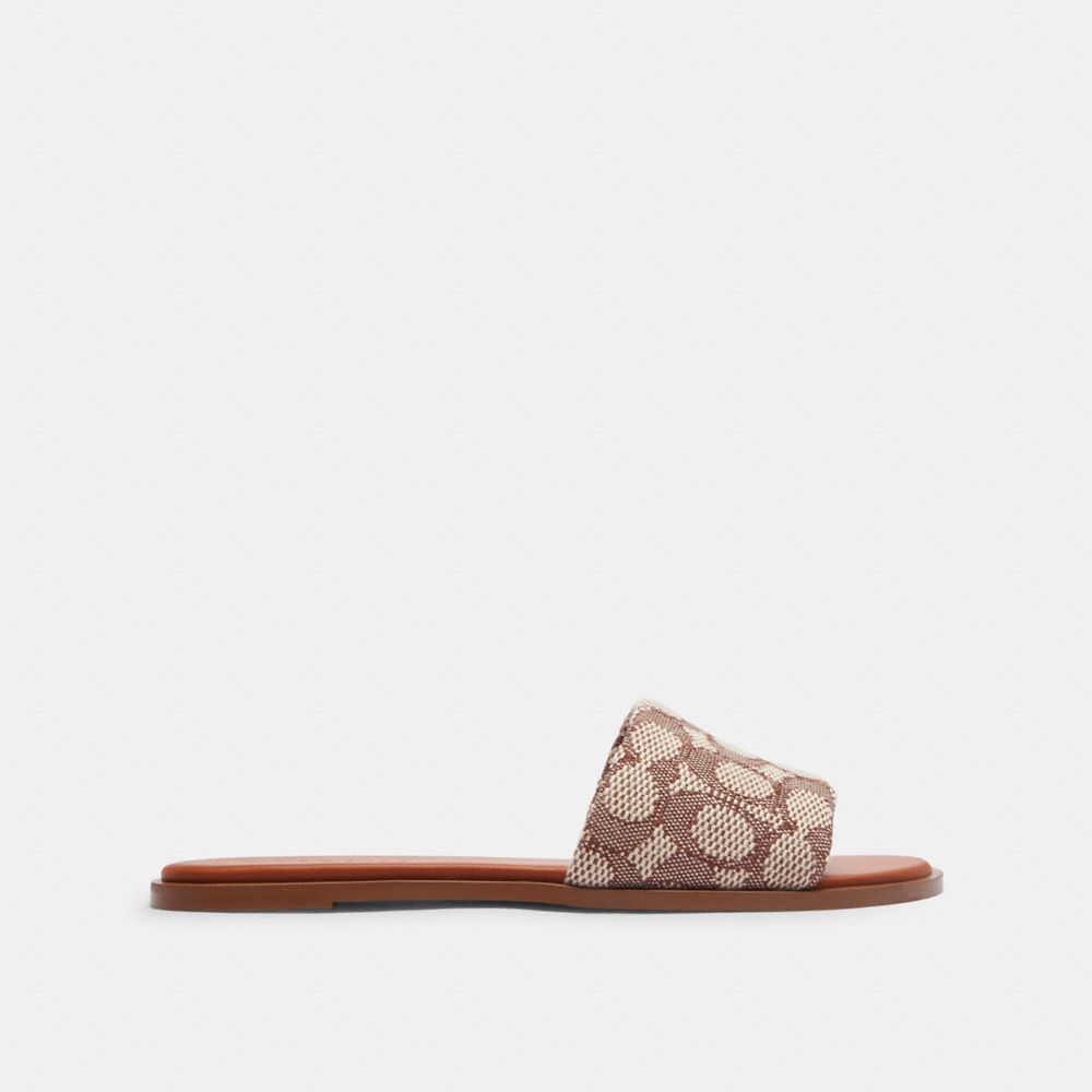 COACH®,Holly Sandal In Signature Textile Jacquard,Cotton,Polyester,Recycled Polyester,Cotton Blend,Vegan Leather,Recycled ...,Multi Color,Angle View