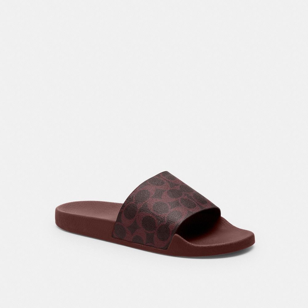 COACH®,Udele Sport Slide In Signature Canvas,Rubber,Canvas,Slides,Casual,Brown,Front View