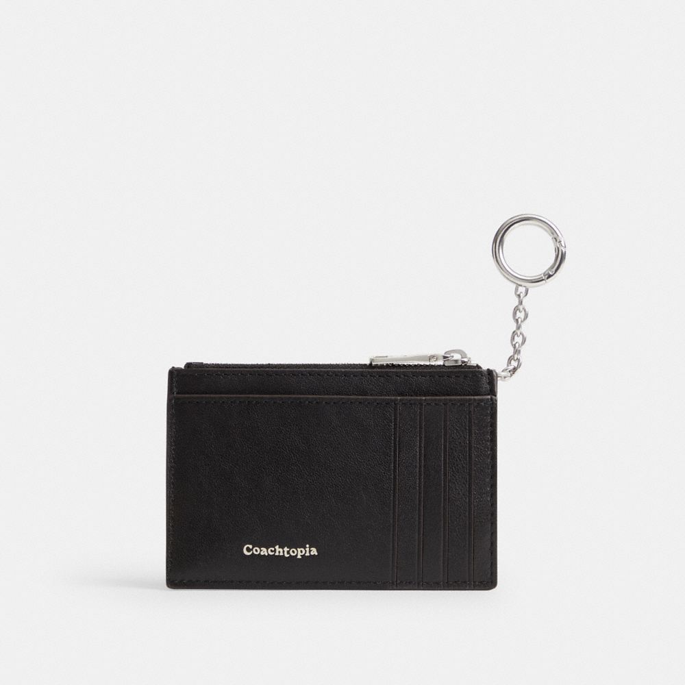 COACH®,Zip Card Case With Key Ring In Checkerboard Upcrafted Leather,Leather,Recycled Polyester,Lining Recycled Polyester,...,,Back View