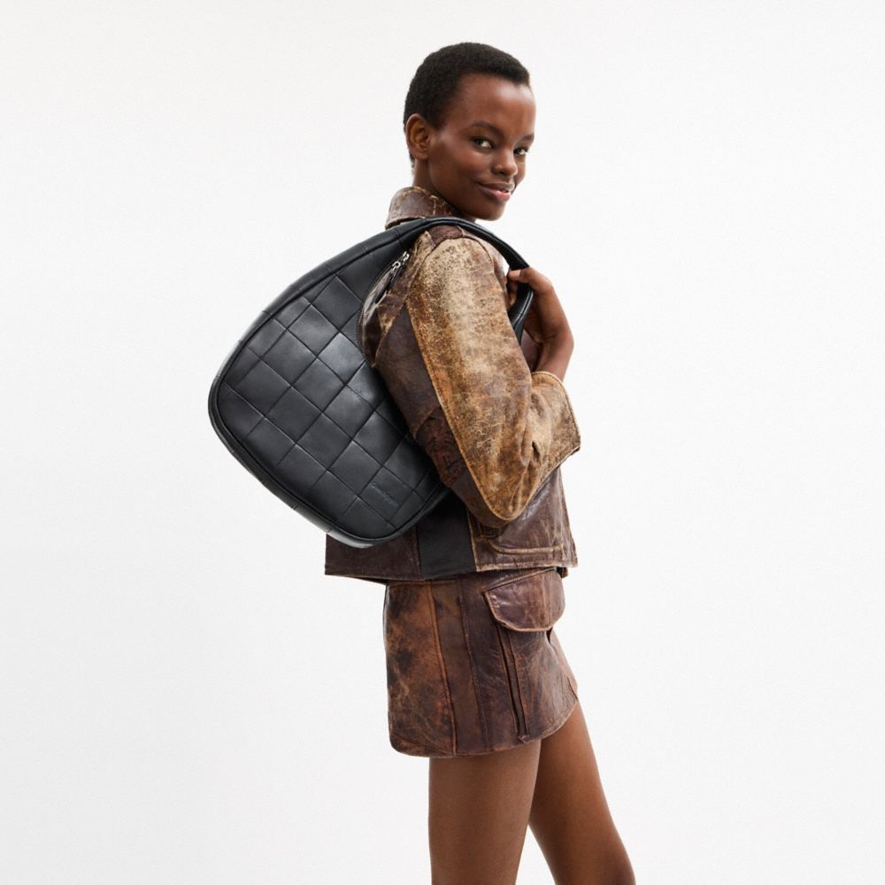 COACH®,Alter/Ego Crescent Shoulder Bag In Upcrafted Leather,Lining Recycled Polyester,Polyester,Recycled Polyester,Leather...,Black,Detail View