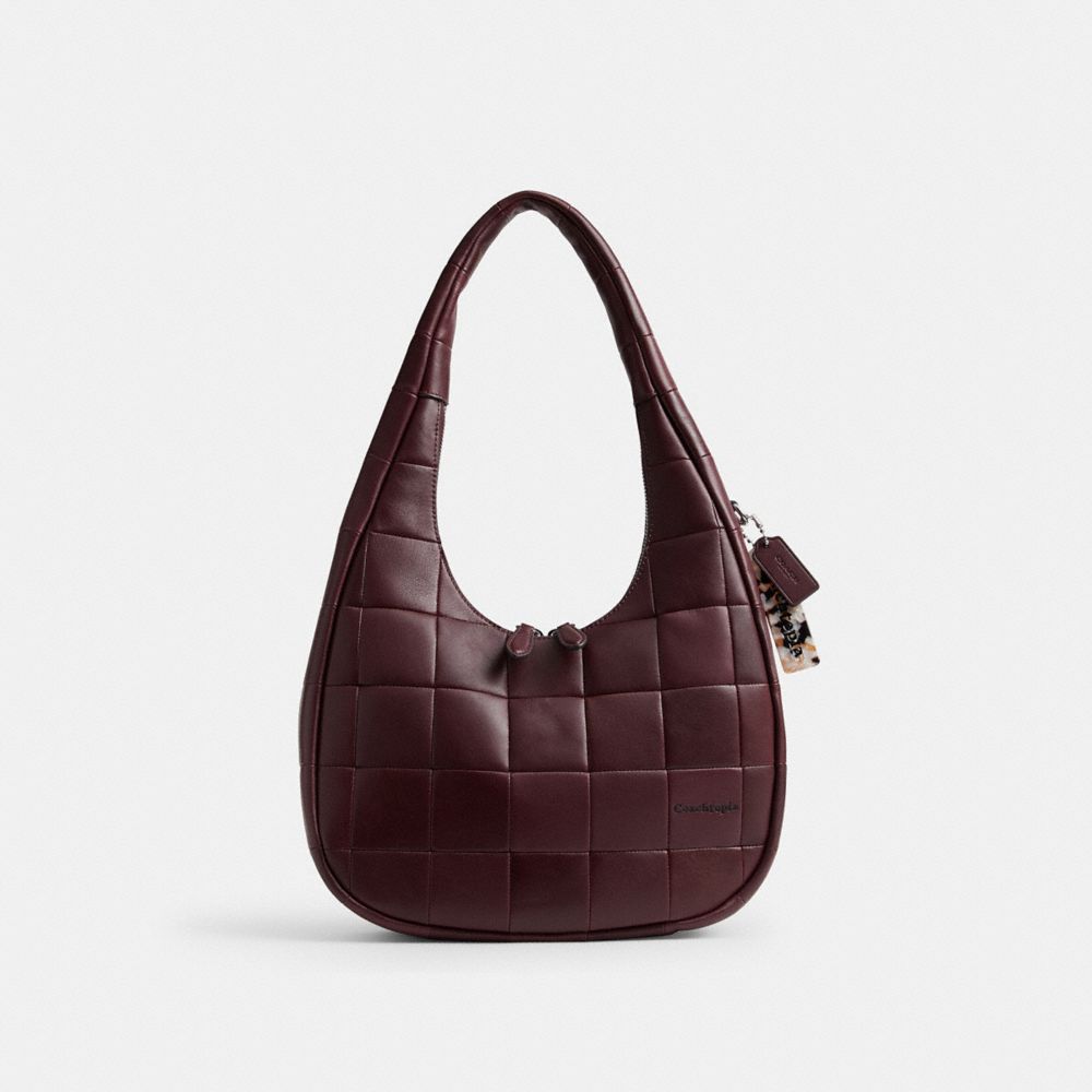 COACH®,Alter/Ego Crescent Shoulder Bag In Upcrafted Leather,Lining Recycled Polyester,Polyester,Recycled Polyester,Leather...,Maroon,Front View