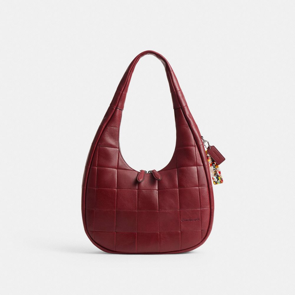COACH®,Alter/Ego Crescent Shoulder Bag In Upcrafted Leather,Lining Recycled Polyester,Polyester,Recycled Polyester,Leather...,Maroon,Front View