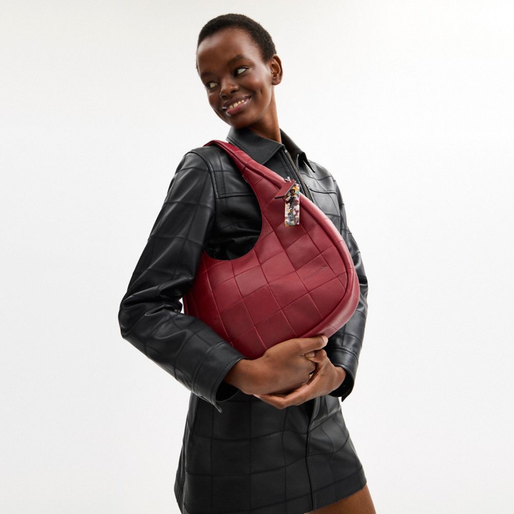 COACH®,Alter/Ego Crescent Shoulder Bag In Upcrafted Leather,Lining Recycled Polyester,Polyester,Recycled Polyester,Leather...,Maroon,Detail View