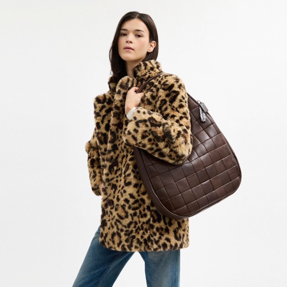 COACH®,Alter/Ego Large Crescent Shoulder Bag In Upcrafted Leather,Leather,Lining Recycled Polyester,Recycled Polyester,Sho...,Brown,Detail View