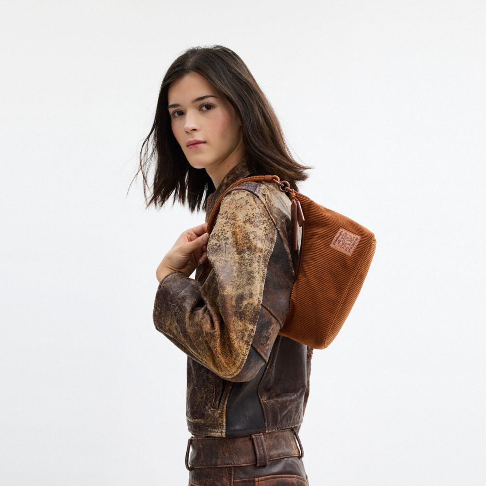 COACH®,Coachtopia Loop Shoulder Bag In Corduroy,Recycled Polyester,Corduroy,Polyester,Shoulder Bag,Metal Material,Plastic,...,Brown,Detail View